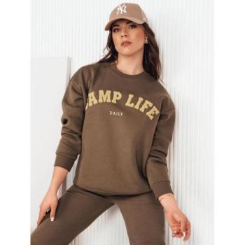 Pulóverek - Barna női pulóver felirattal kép