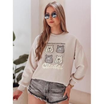 Pulóverek - Bézs színű női pulóver macikkal BY1438 kép