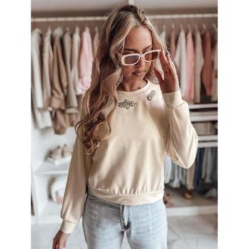 Pulóverek - Bézs színű női pulóver strasszokkal RY2767 kép