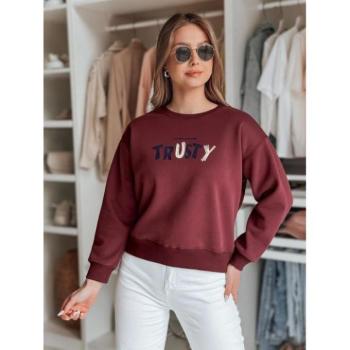 Pulóverek - Bordó női pulóver hímzéssel BY1407 kép