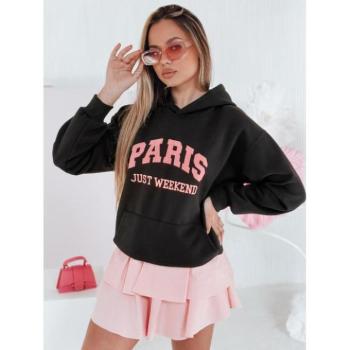 Pulóverek - Fekete női kapucnis pulóver BY1453 kép