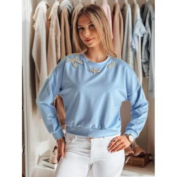 Pulóverek - Kék színű női pulóver strasszokkal RY2769 kép