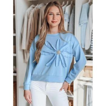 Pulóverek - Kék színű női pulóver virágmintával BY1385 kép