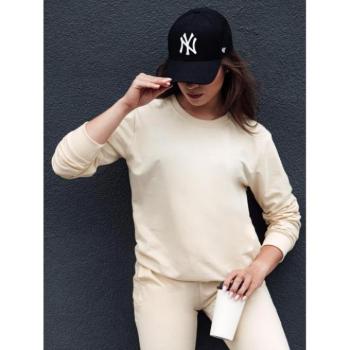 Pulóverek - Krém színű női pulóver kapucni nélkül kép