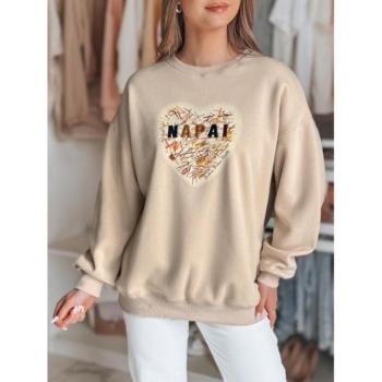 Pulóverek - Női bézs színű oversized pulóver BY1442 kép