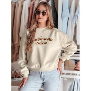 Pulóverek - Női bézs színű túlméretezett pulóver mintával BY1446 kép