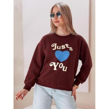 Pulóverek - Női bordó pulóver mintával BY1474 kép