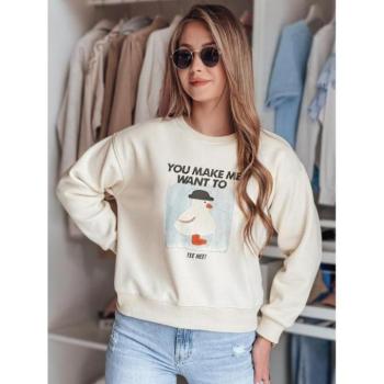 Pulóverek - Női ekrü színű pulóver mintával BY1427 kép