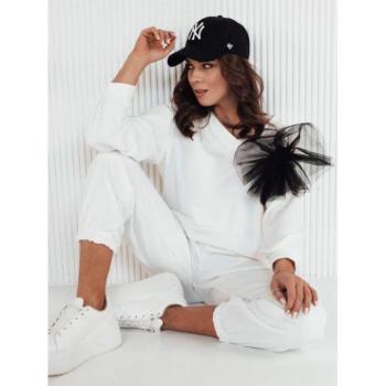 Pulóverek - Női fehér pulóver díszítéssel kép