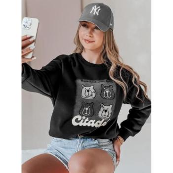 Pulóverek - Női fekete pulóver macikkal BY1437 kép