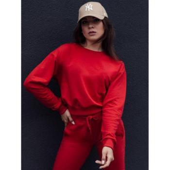 Pulóverek - Női rövid pulóver piros színben kép