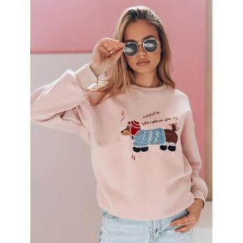 Pulóverek - Női rózsaszín pulóver kutyás hímzéssel BY1482 kép