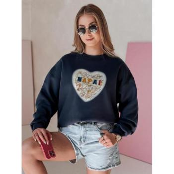 Pulóverek - Női sötétkék, túlméretezett pulóver BY1439 kép