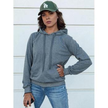 Pulóverek - Női sötétszürke kapucnis pulóver kép