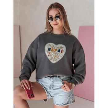 Pulóverek - Női sötétszürke, túlméretezett pulóver BY1441 kép