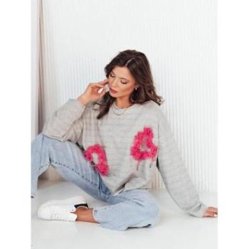 Pulóverek - Női szürke oversize pulóver kép