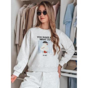 Pulóverek - Női szürke pulóver mintával BY1425 kép