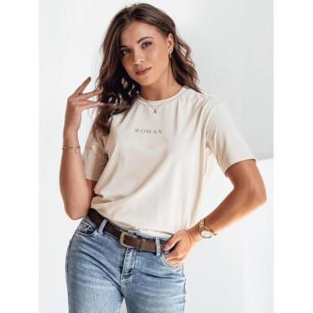 Rövid ujjú - Bézs színű női póló WOMAN RY2552 felirattal kép