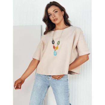 Rövid ujjú blúzok - Bézs színű oversize női blúz RY2505 kép