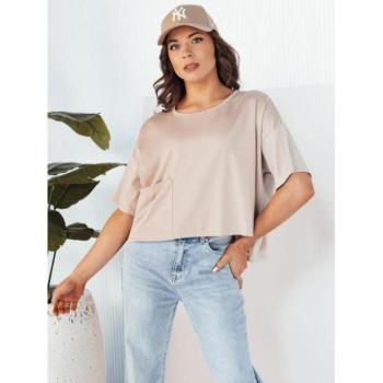 Rövid ujjú blúzok - Női bő blúz bézs színben kép