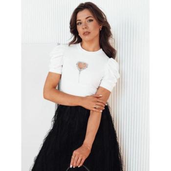 Rövid ujjú blúzok - Női fehér blúz szívecskével kép