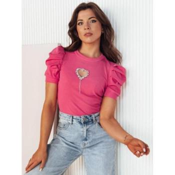Rövid ujjú blúzok - Női rózsaszín blúz szívecskével kép