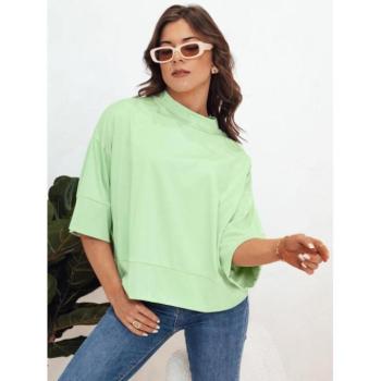 Rövid ujjú blúzok - Világoszöld női garbós blúz kép