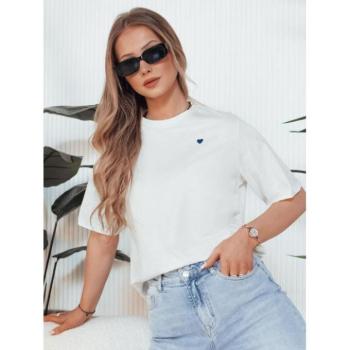 Rövid ujjú - Fehér bő női póló szívecskével kép