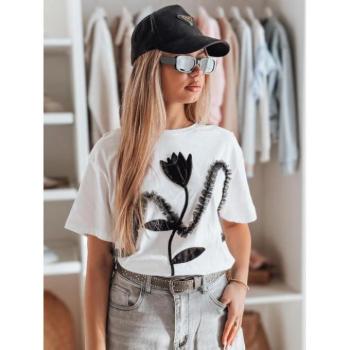 Rövid ujjú - Fehér női 3D virágos póló RY2713 kép