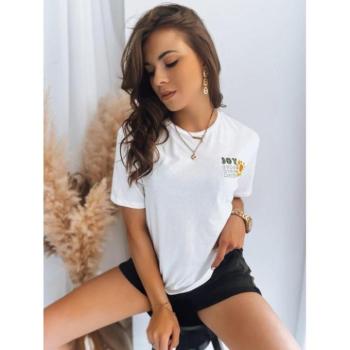 Rövid ujjú - Fehér női póló, apró mintával kép