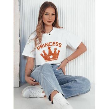 Rövid ujjú - Fehér női póló fényes mintával kép