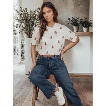 Rövid ujjú - Fehér női póló macikkal RY2551 kép