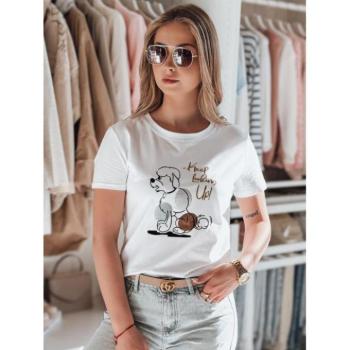 Rövid ujjú - Fehér női póló uszkár mintával RY2738 kép