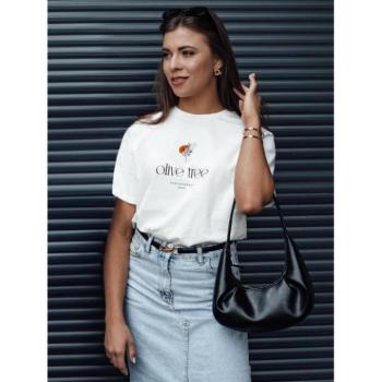 Rövid ujjú - Fehér pamut női póló mintával kép