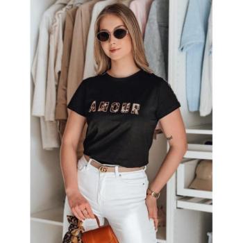 Rövid ujjú - Fekete női póló hímzéssel RY2855 kép