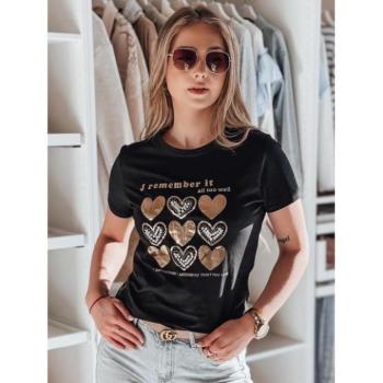 Rövid ujjú - Fekete női póló szívekkel RY2734 kép