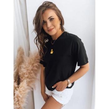 Rövid ujjú - Fekete színű, csíkos póló, kis foltvarróval kép