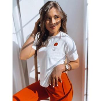 Rövid ujjú - Mintás pamut póló, fehér színben kép