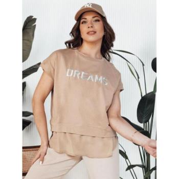 Rövid ujjú - Női barna póló DREAMS felirattal kép