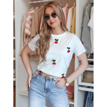 Rövid ujjú - Női fehér 3D cseresznye mintás póló RY2848 kép