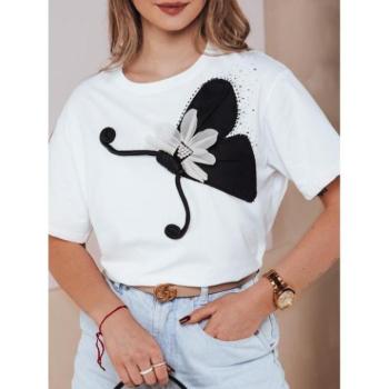 Rövid ujjú - Női fehér 3D pillangós póló RY2718 kép