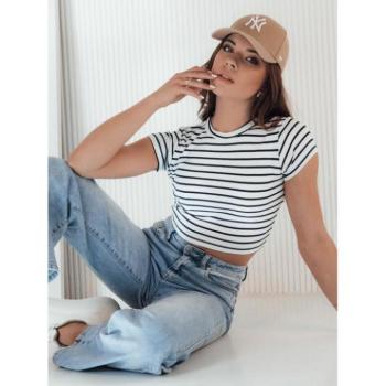 Rövid ujjú - Női fehér póló, csíkokkal kép