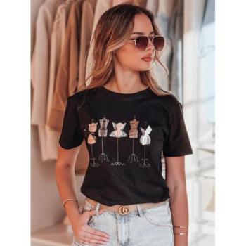 Rövid ujjú - Női fekete póló RY2729 mintával kép