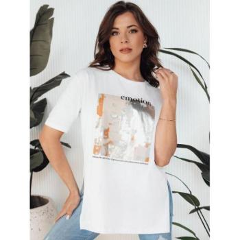 Rövid ujjú - Női hosszú fehér póló mintával kép