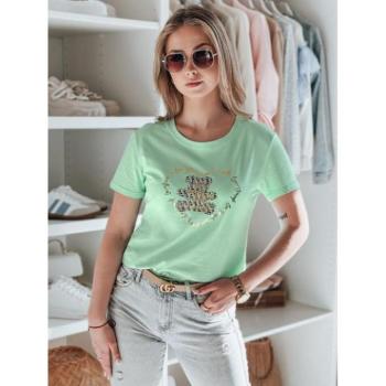 Rövid ujjú - Női menta színű maci mintás póló RY2747 kép