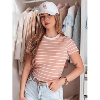 Rövid ujjú - Rózsaszín csíkos női póló RY2809 kép