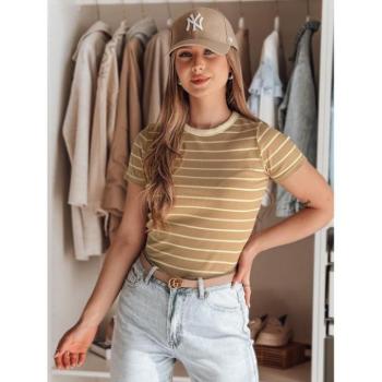 Rövid ujjú - Világosbarna csíkos női póló RY2819 kép