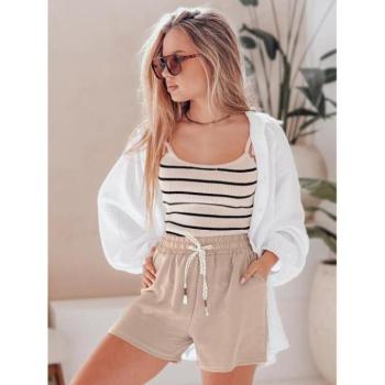 Rövidnadrágok - Bézs színű magas derekú női rövidnadrág SY0447 kép