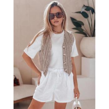 Rövidnadrágok - Fehér lenvászon női rövidnadrág SY0462 kép