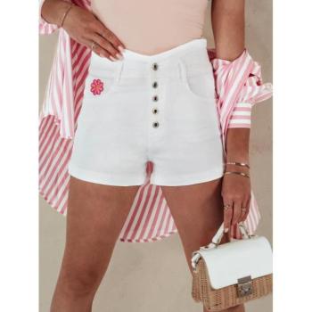 Rövidnadrágok - Fehér női magas derekú rövidnadrág kép